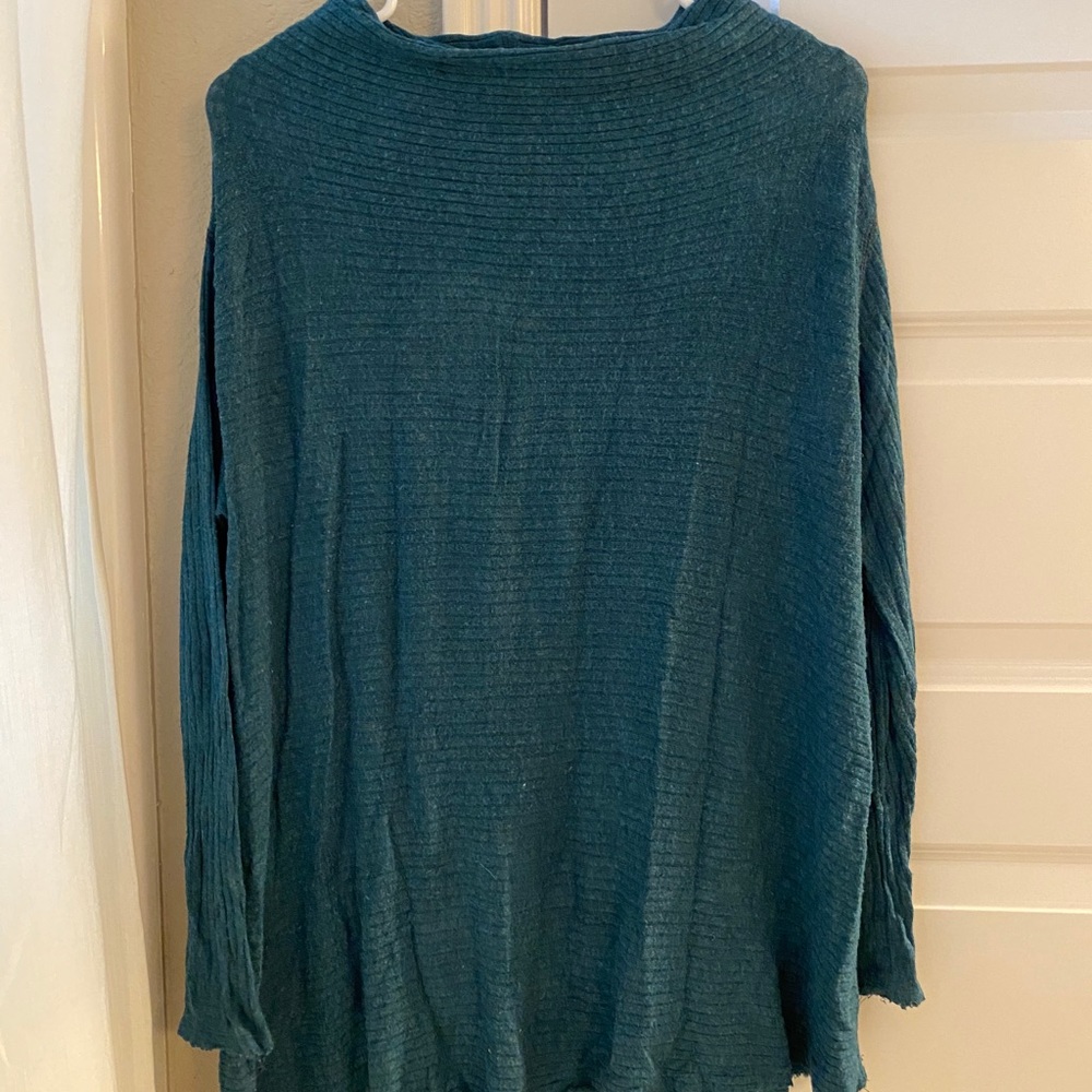 Turquoise boat neck open back sweater